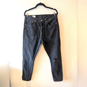 NEW Levi's Premium 501 Skinny Black Distressed Jeans Size 32 x 30